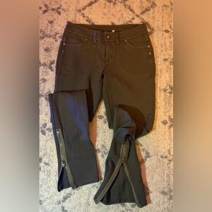 Athleta Olive Stretch Skinny Pants Size 2 Ankle Zips Zippered Pockets